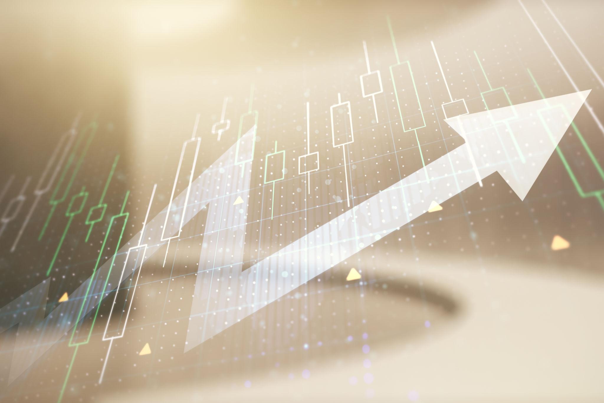 financial growth chart with upward arrow representing strategic financial planning and fractional CFO value