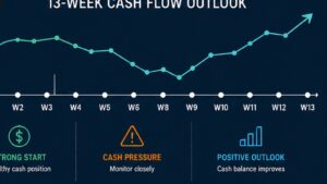 13-week cash flow forecast showing projected cash position and financial trends