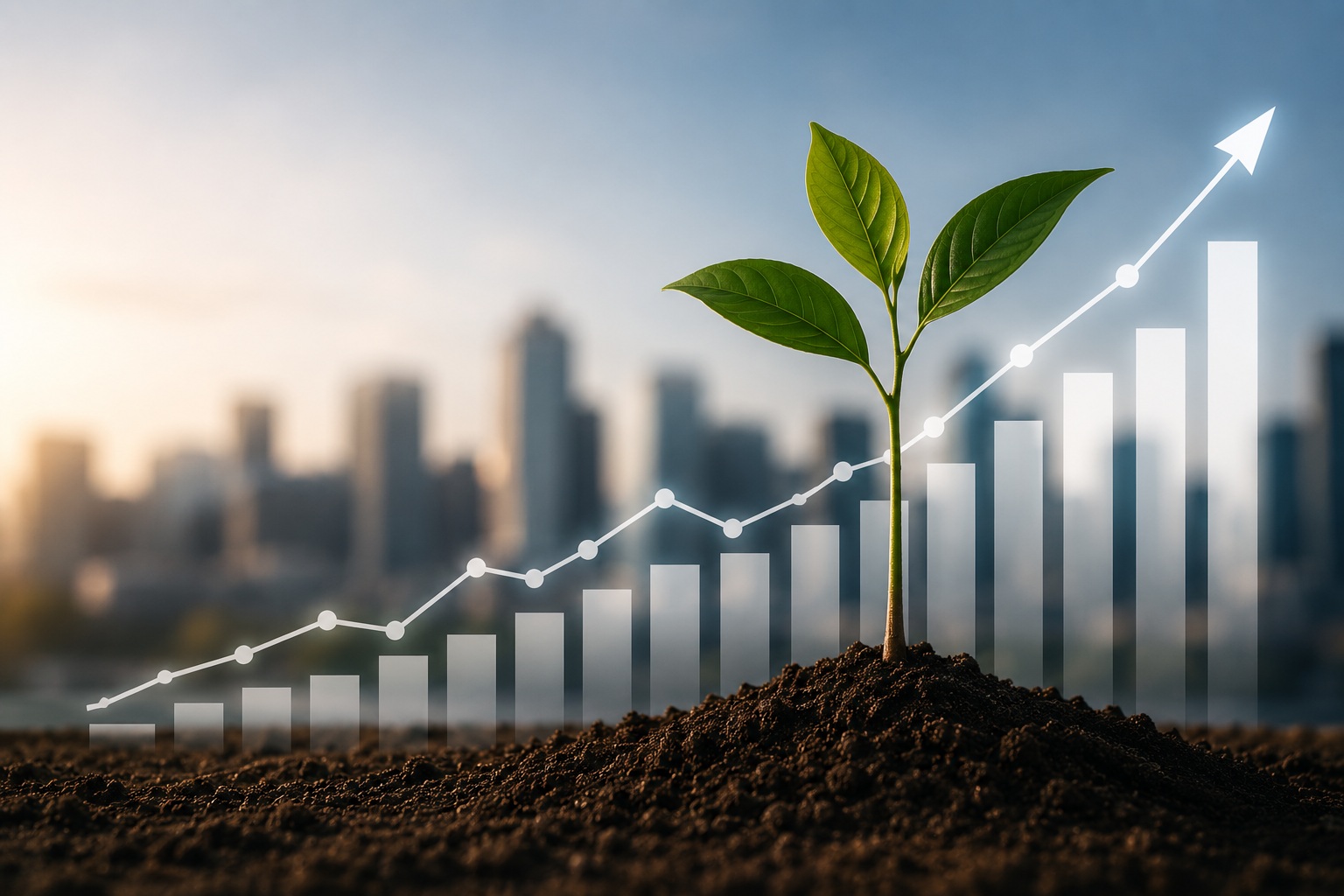 Fractional CFO for small business represented by financial growth charts and a growing business