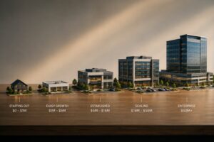 Business revenue growth stages showing when a company may need a fractional CFO