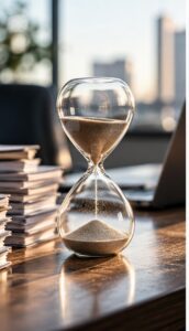 Hourglass representing working capital and the time it takes business activity to convert back into cash